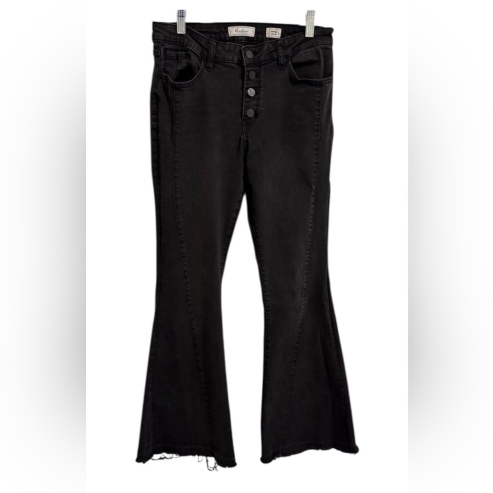 KanCan Super Flare Jeans 29 Black Mid Rise Western Rodeo Festival Y2K